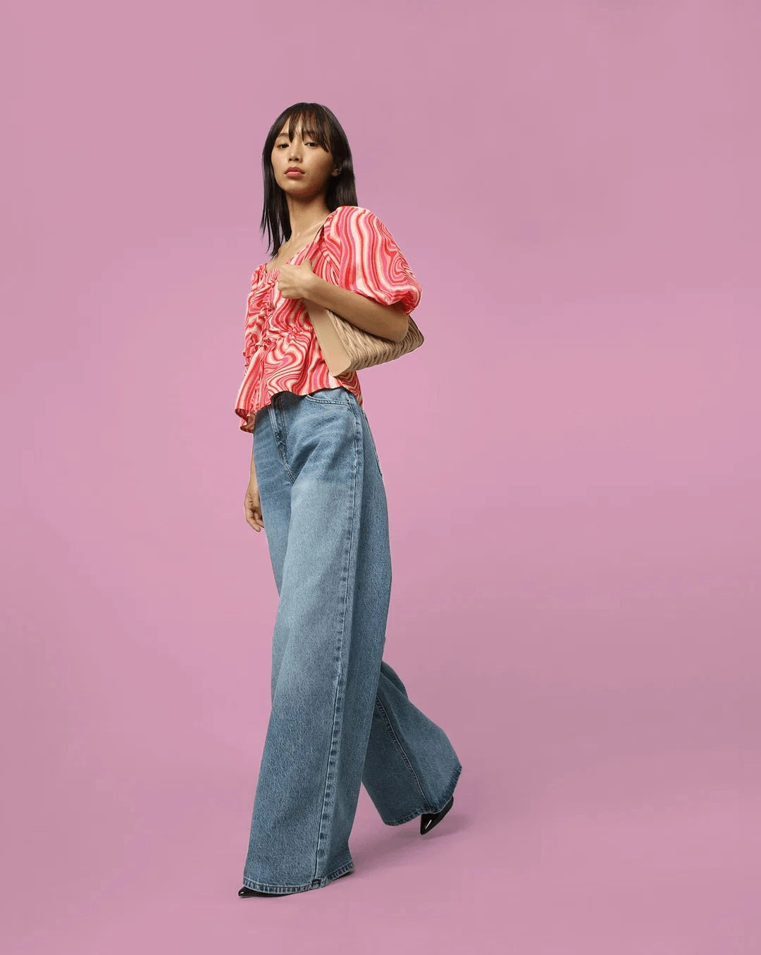 BLUE HIGH RISE EXTRA WIDE LEG JEANS