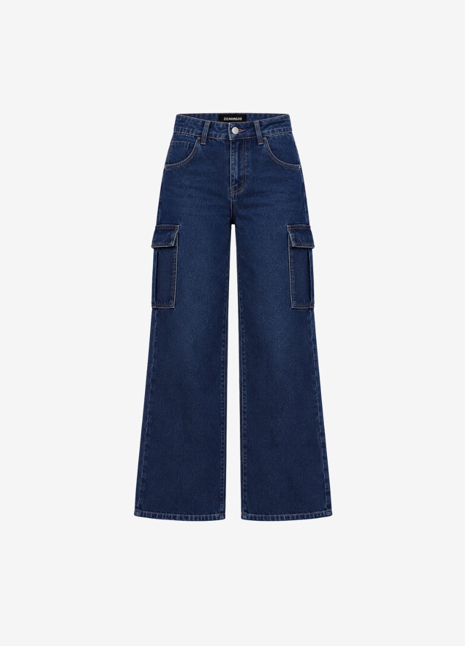 Baggy Wide-Leg Cargo Jeans
