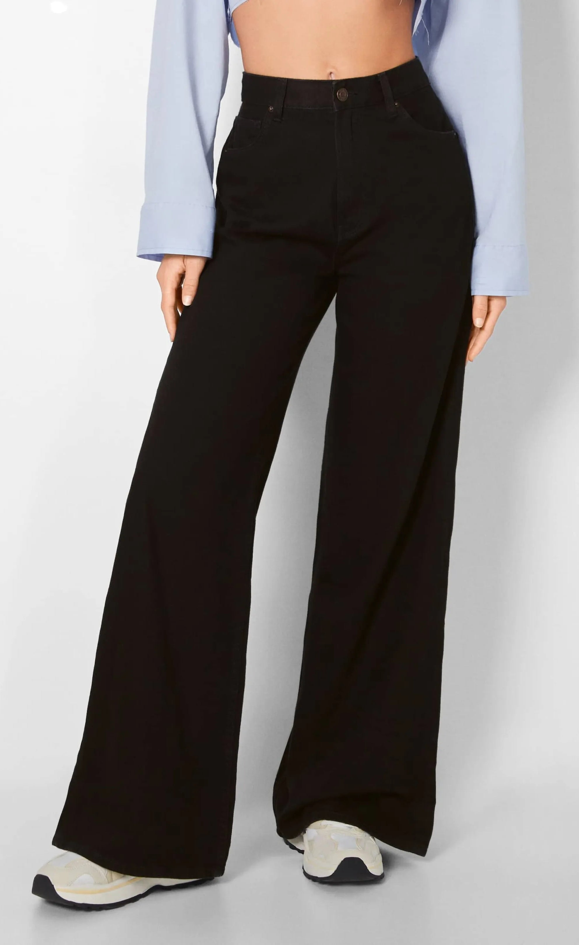 ZARA Pure Black Wide-Leg Jeans