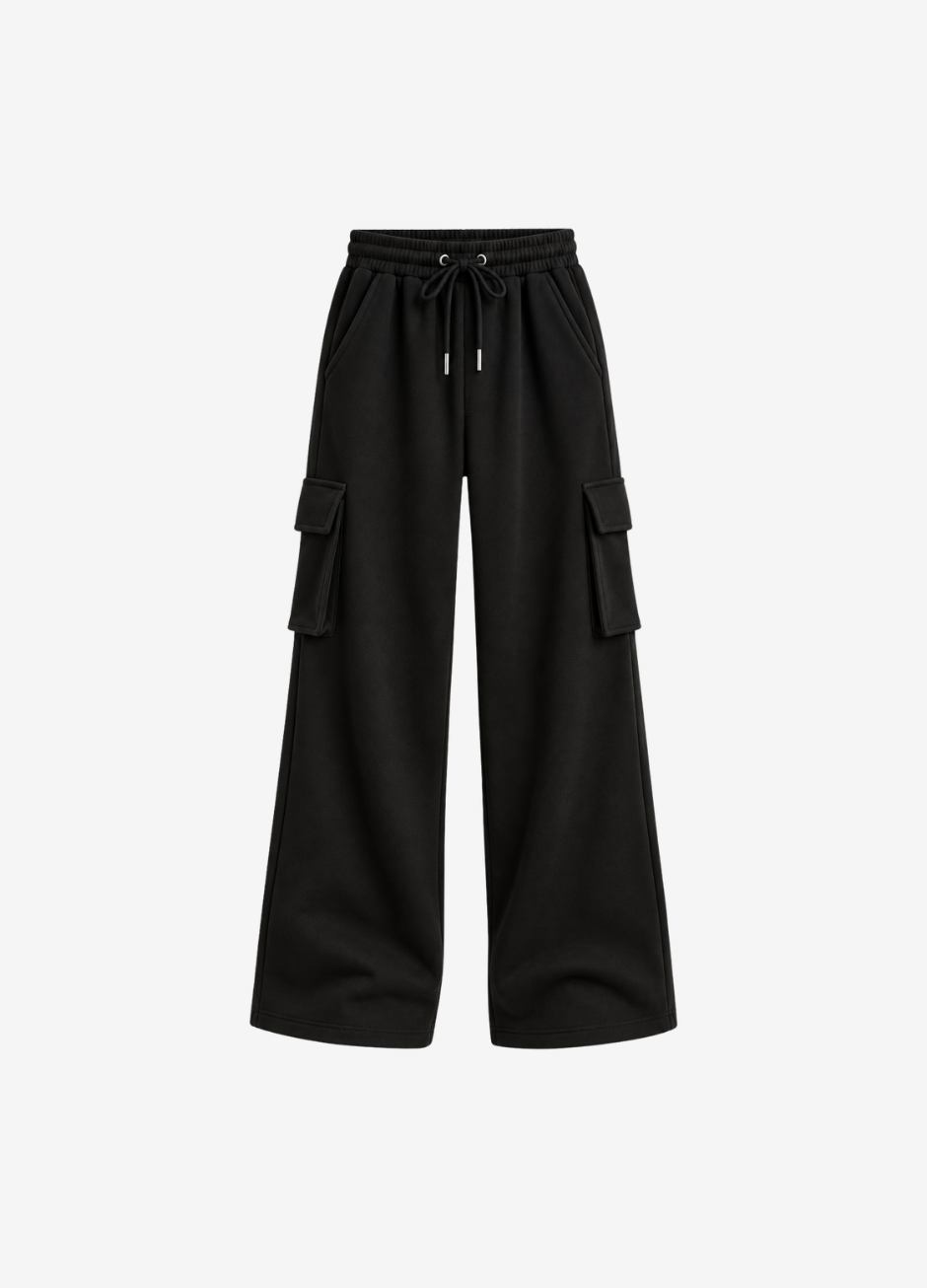 Zara Pure Black High Waisted Cargo Sweatpant