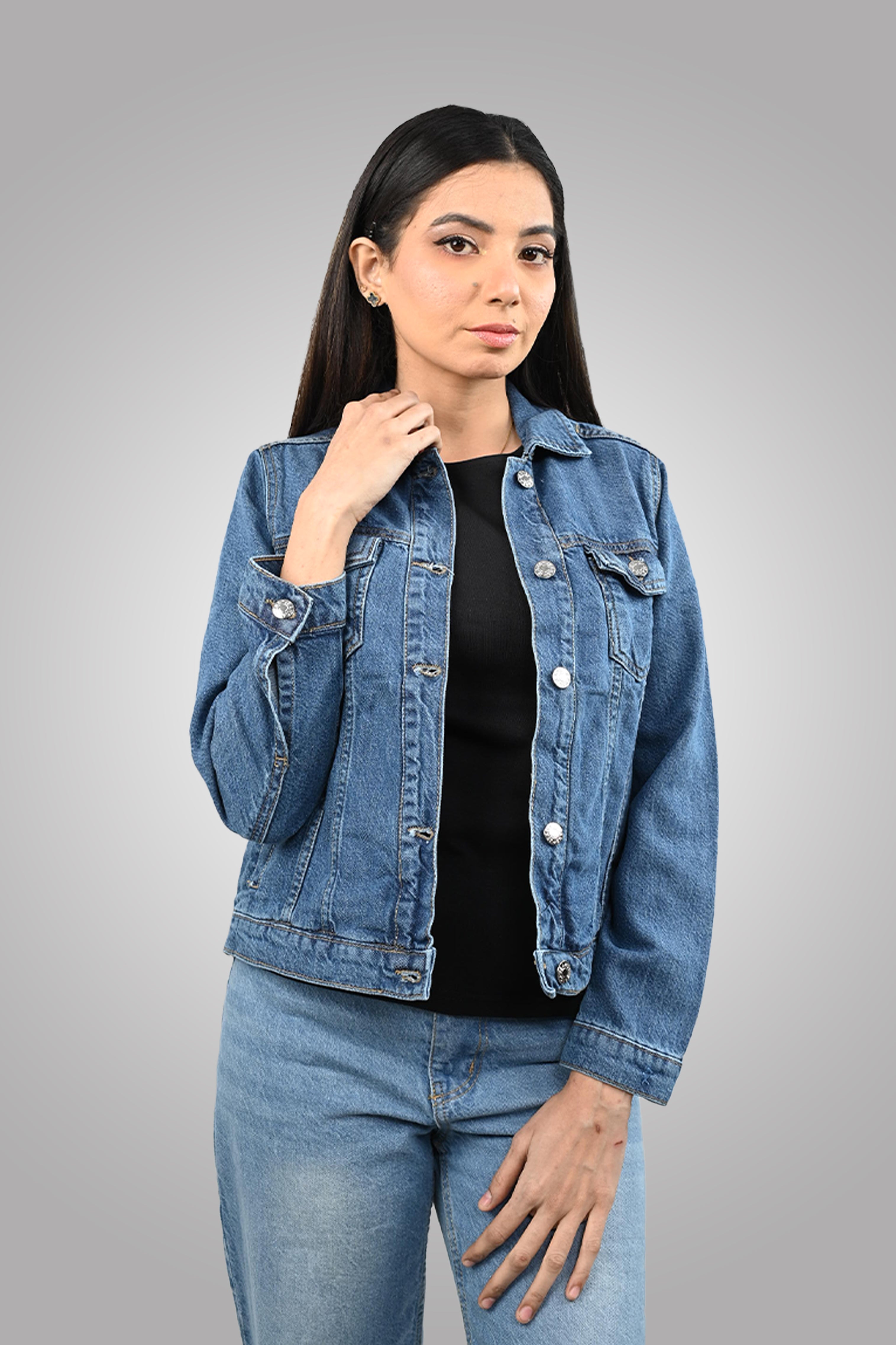 D600 Classic Women's Denim Jacket | Mid Blue