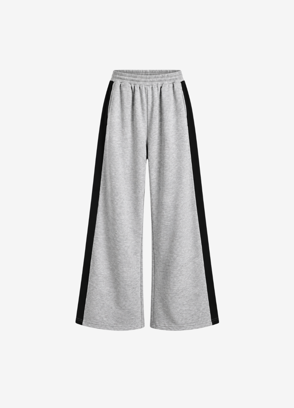 D600 Grey Side Panel Wide Leg Trouser