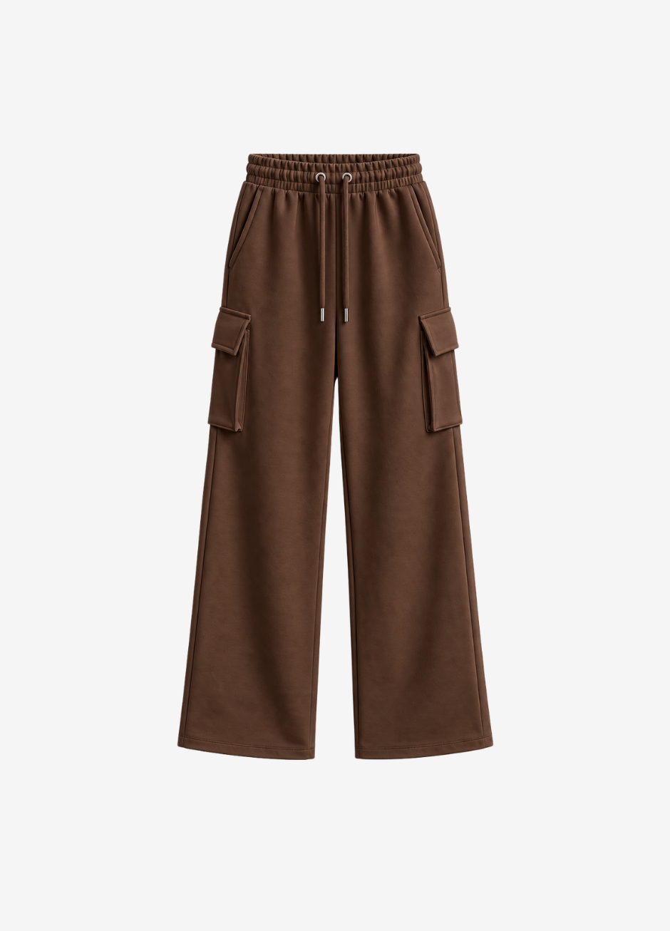D600 High Waisted Cargo Sweatpant - Brown