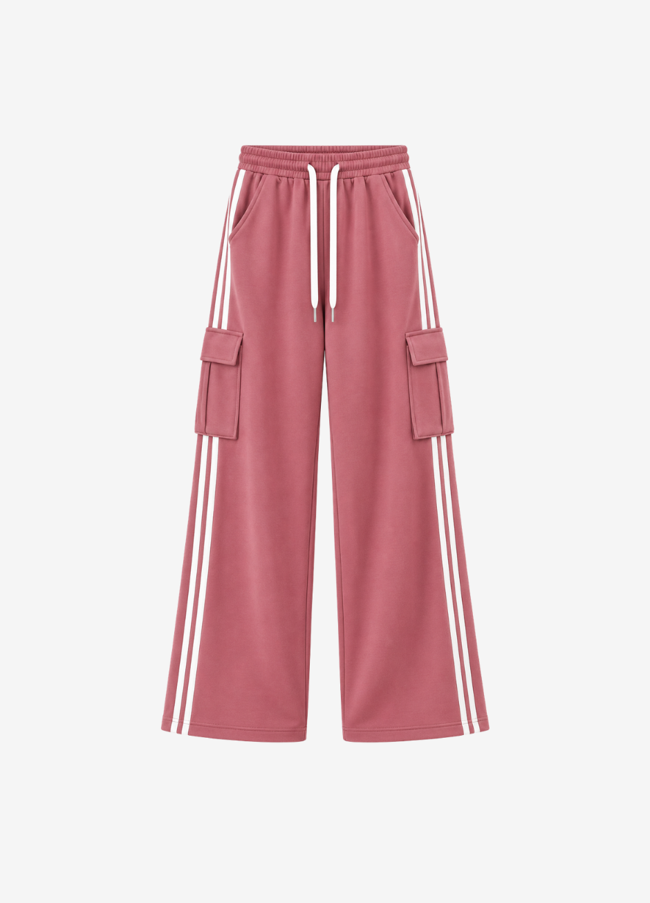 D600 Stripe Cargo Wide-Leg Trouser - Baby Pink