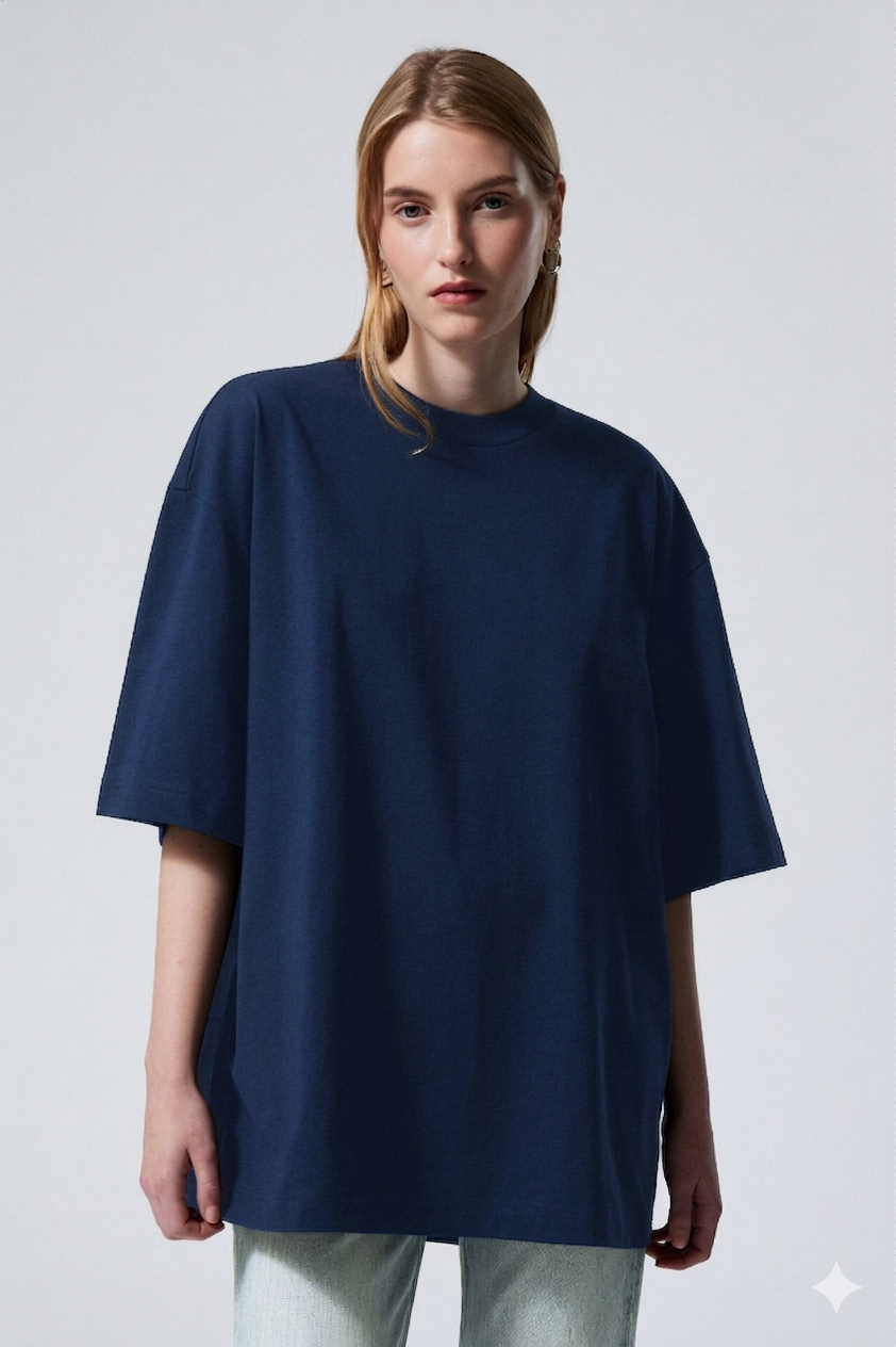 Basic Oversized Tee - Navy Blue