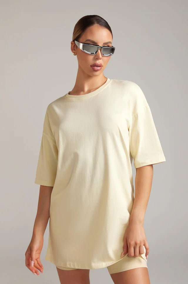 Basic Oversized Tee - Off White Beige