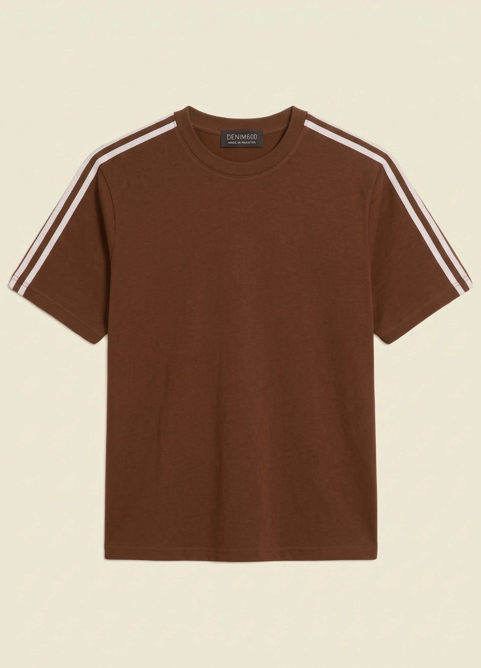 Oversized Stripe T-Shirt - Brown