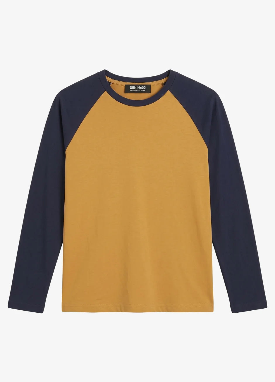 Contrast Raglan Sleeve Top | Mustard/Black