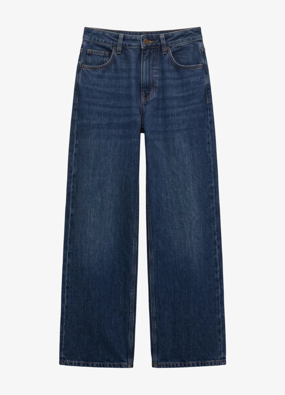 D600 High Waist Wide Leg Jeans | Dark Blue Wisker