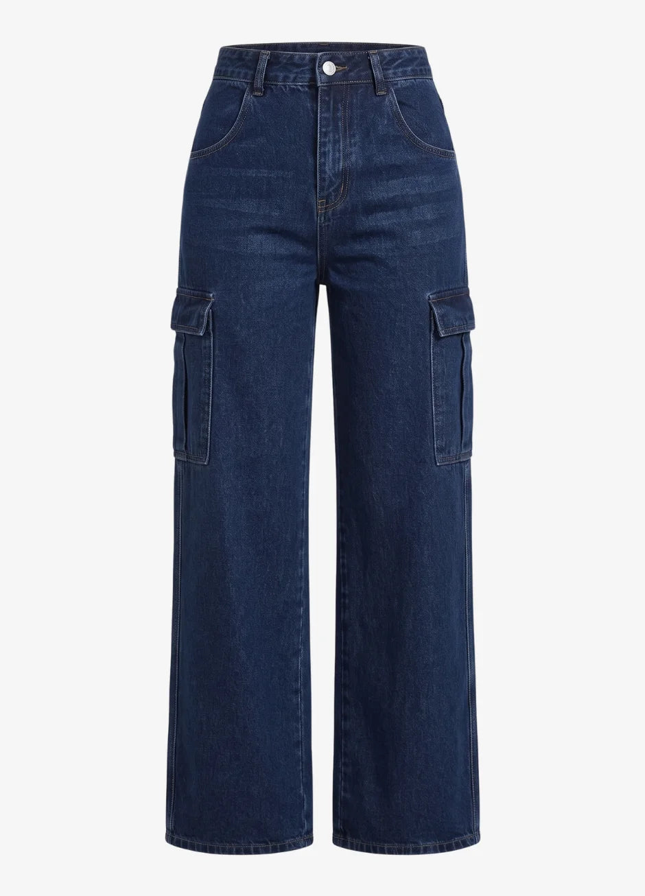 Baggy Wide-Leg Cargo Jeans
