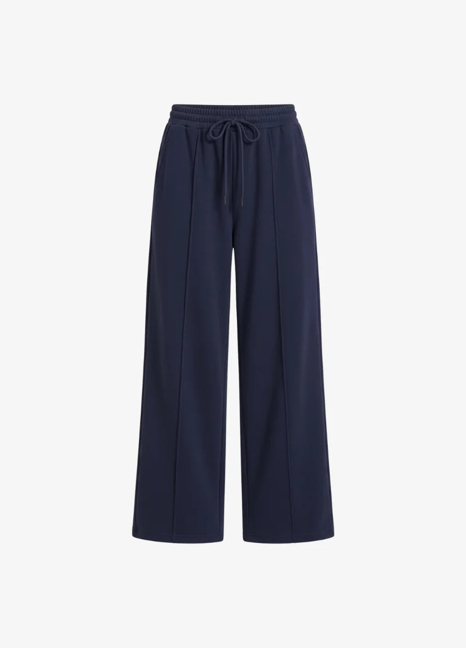 Front-Seam Wide-Leg Trouser - Navy Blue