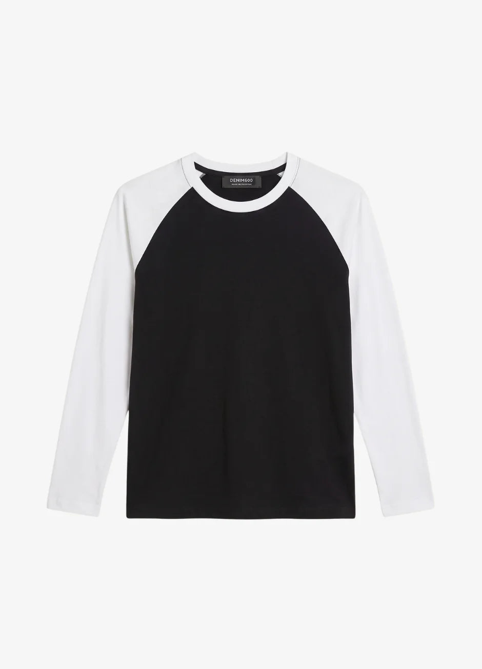 Contrast Raglan Sleeve Top | Black/White