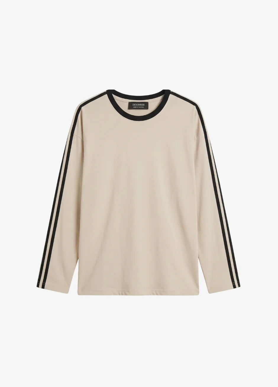 Striped Oversized Top | Beige