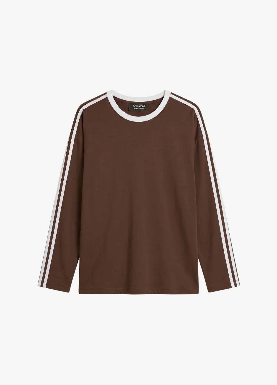 Striped Oversized Top | Brown