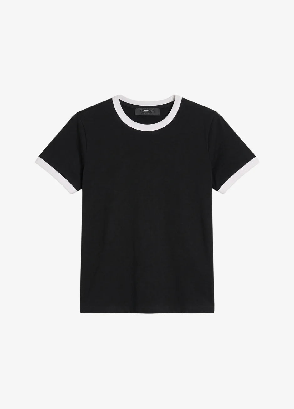 Contrast Trim T-Shirt - Black