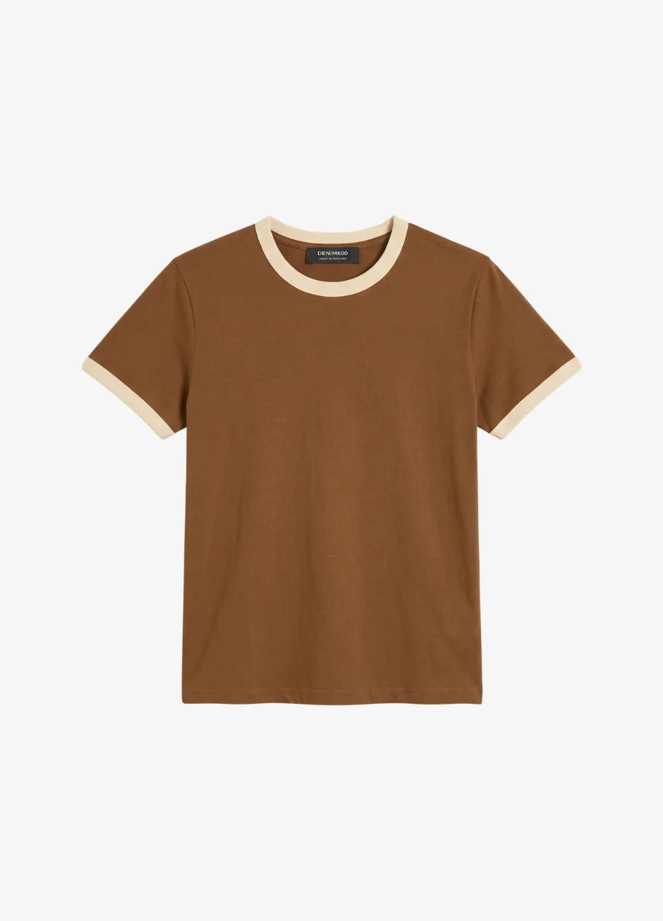 Contrast Trim T-Shirt - Mustard