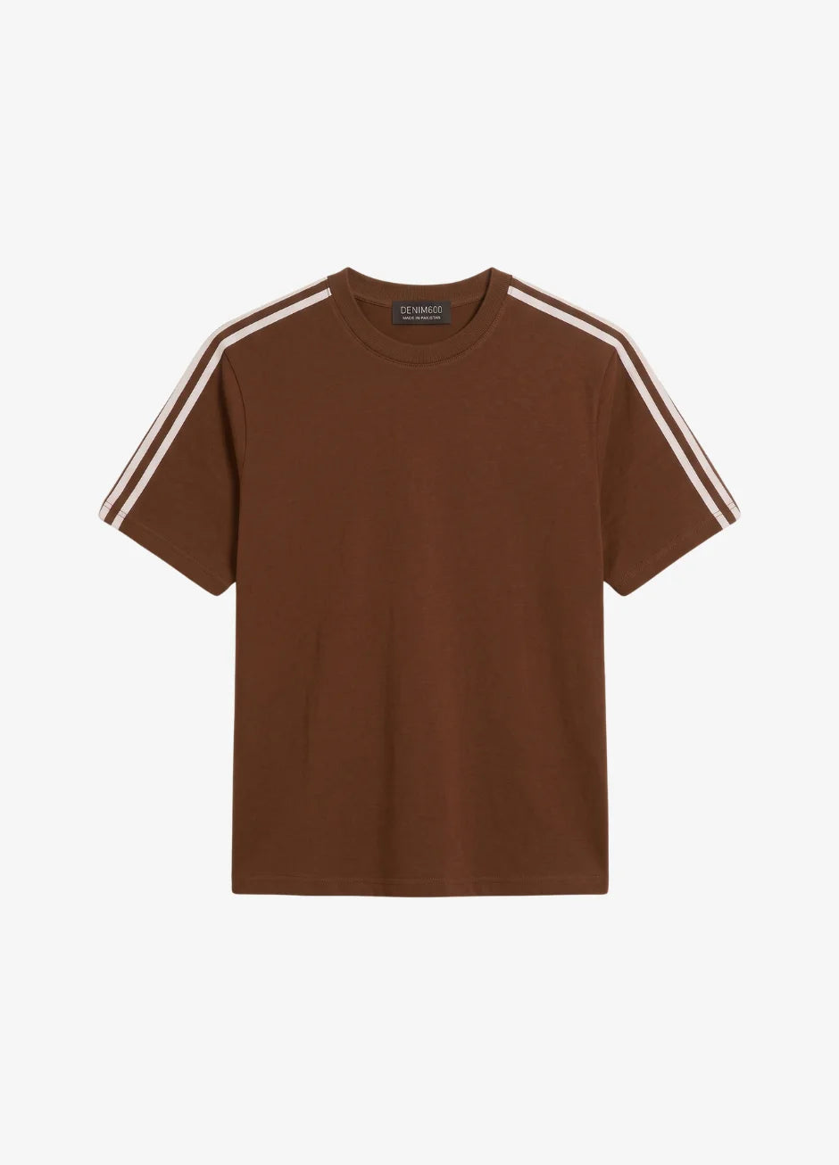 Oversized Stripe T-Shirt - Brown