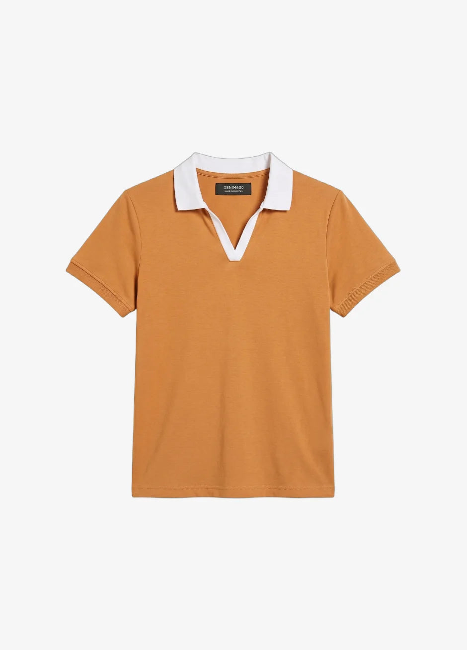 D600 Essential Contrast Collar Polo - Mustard