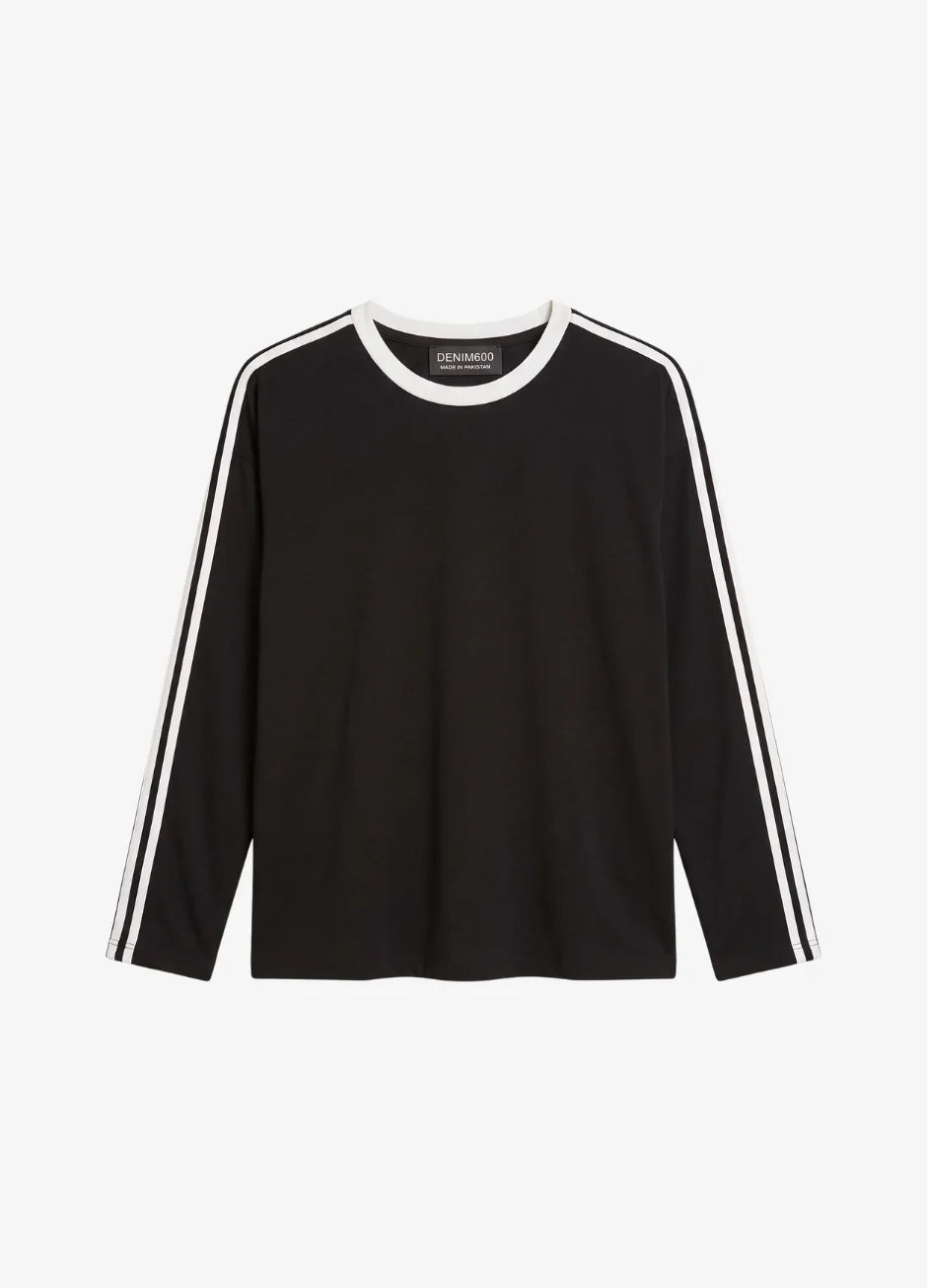 Striped Oversized Top | Black