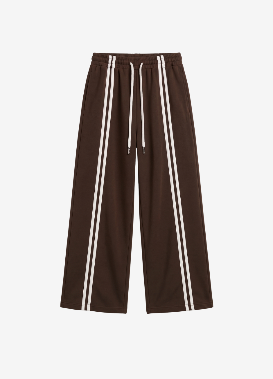 D600 Front Stripe Wide Leg Trousers | Brown