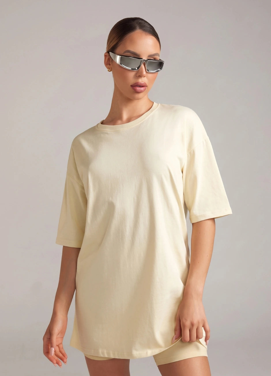 Basic Oversized Tee - Off White Beige