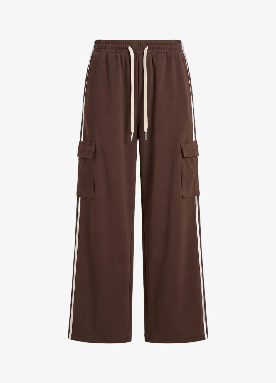 D600 Stripe Cargo Wide-Leg Trouser - Brown