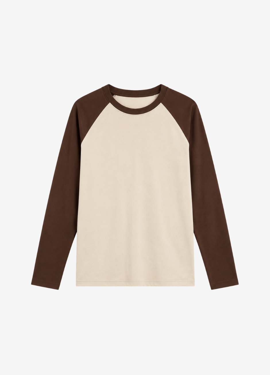 Contrast Raglan Sleeve Top | Beige/Brown