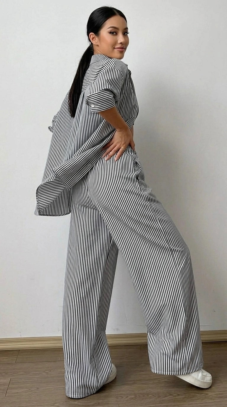 D600 Stripe Wide-Leg Trouser