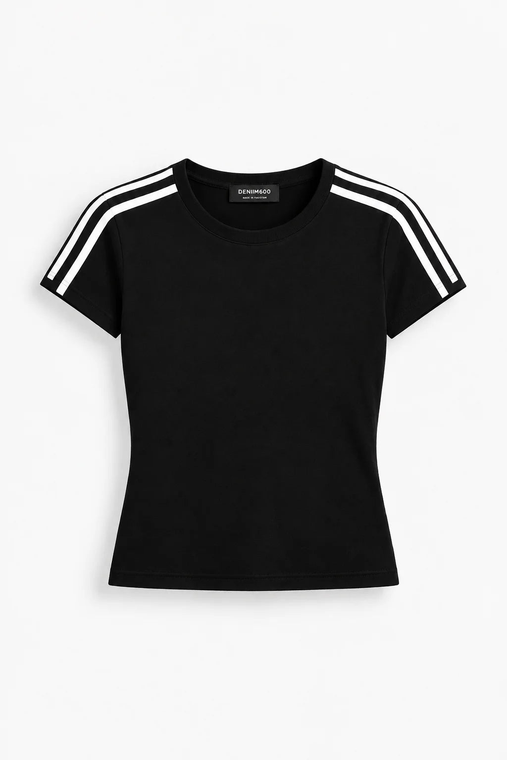 Contrast Stripe Slim Fit T-Shirt | Black