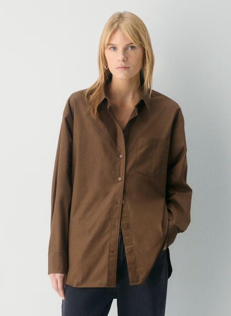 D600 Oversized Essentials Shirt – Dark Brown