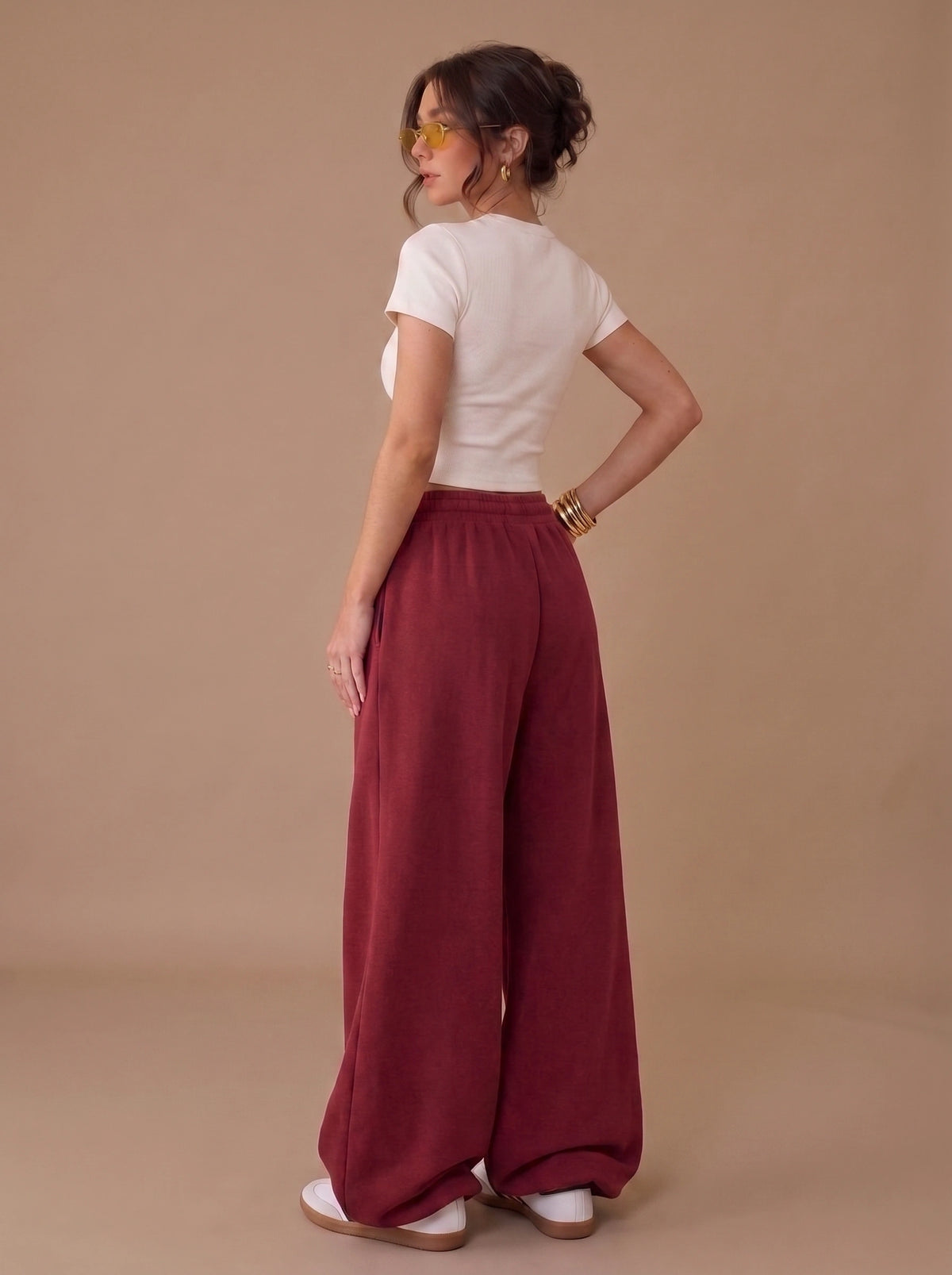 Wide-Leg Lounge Trouser | Maroon