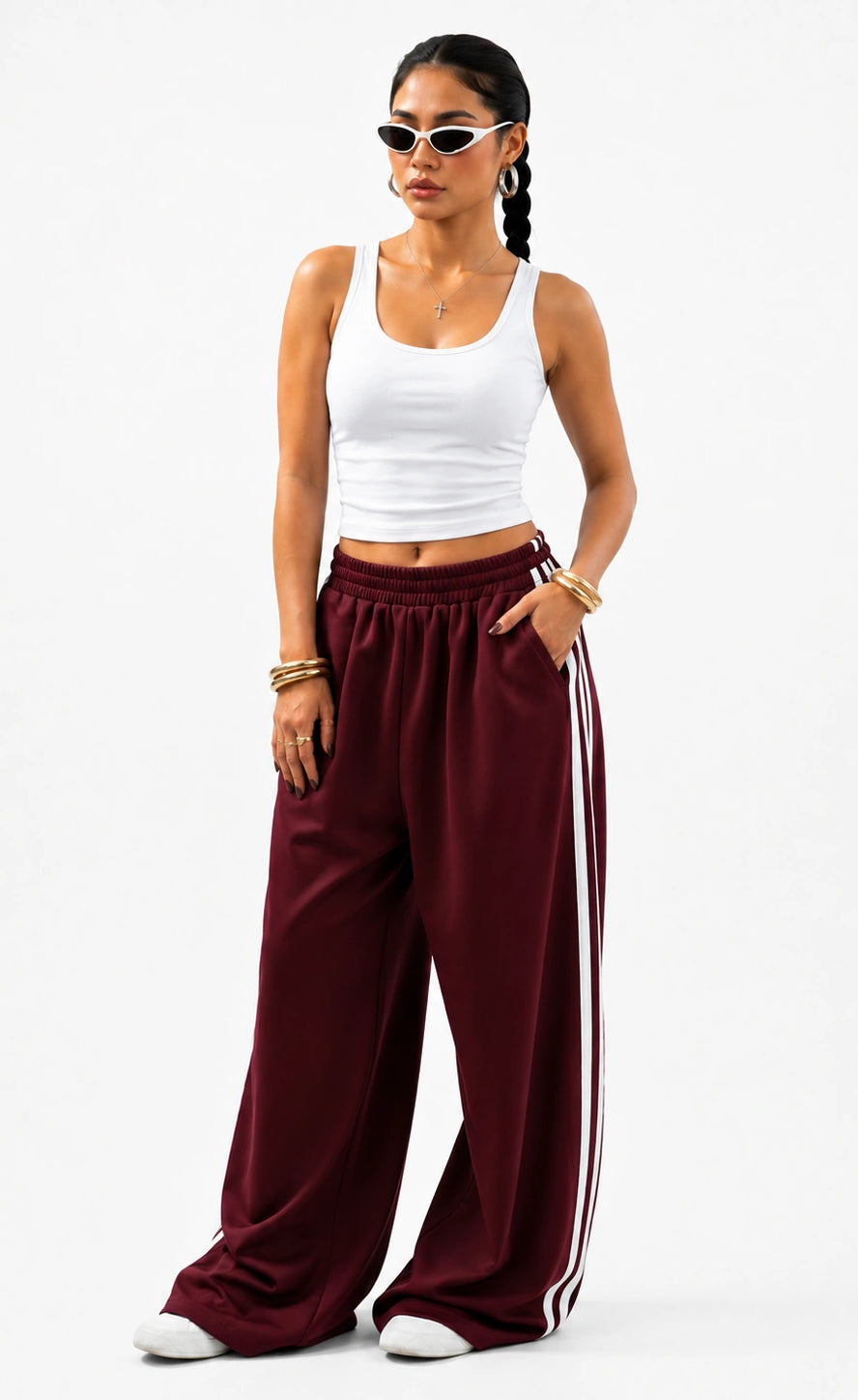 Essential Stripe Trouser | Maroon