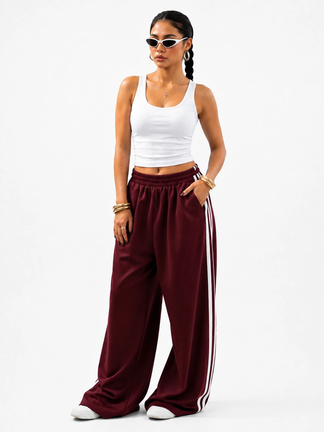 Essential Stripe Trouser | Maroon