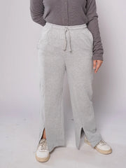 D600 - Grey Wide Leg Slit Trousers