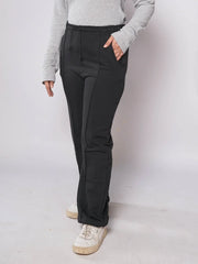 D600 - Black Wide Leg Seam Trousers