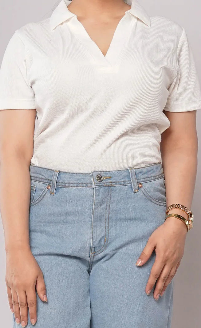 D600 - Light Blue High Waist Wide Leg Jeans