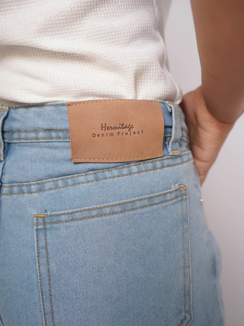 D600 - Light Blue High Waist Wide Leg Jeans