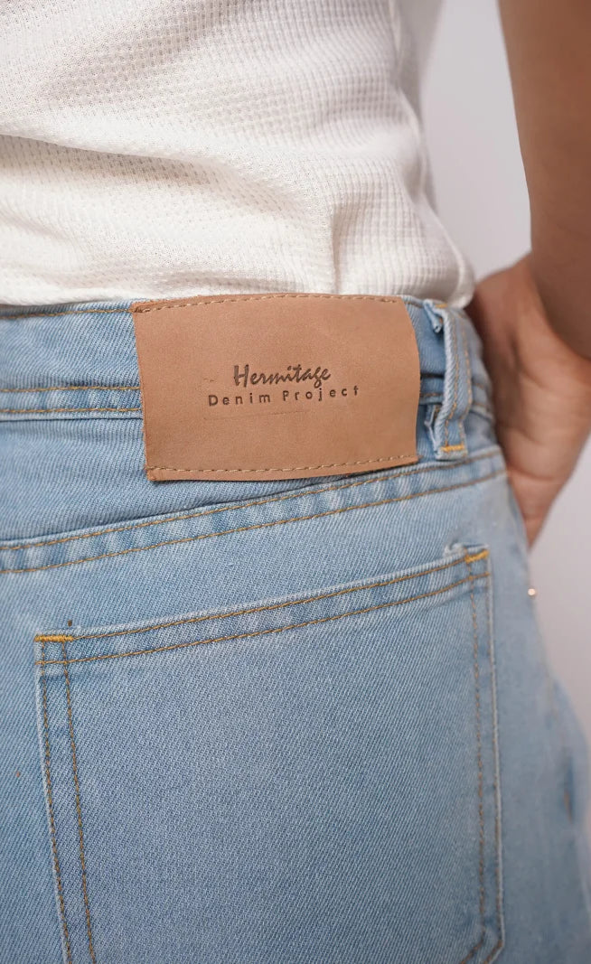 D600 - Light Blue High Waist Wide Leg Jeans