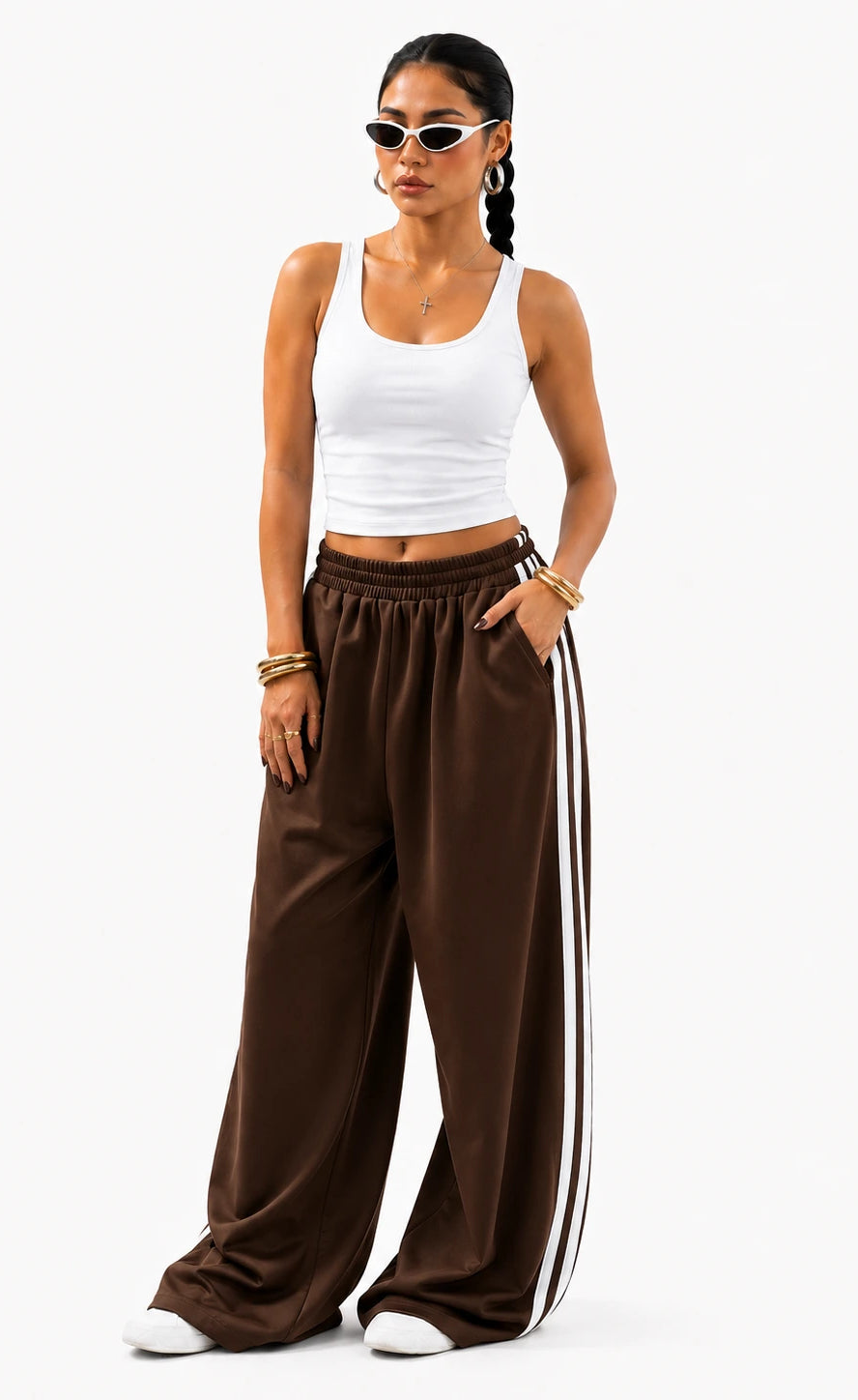 Essential Stripe Trouser | Brown