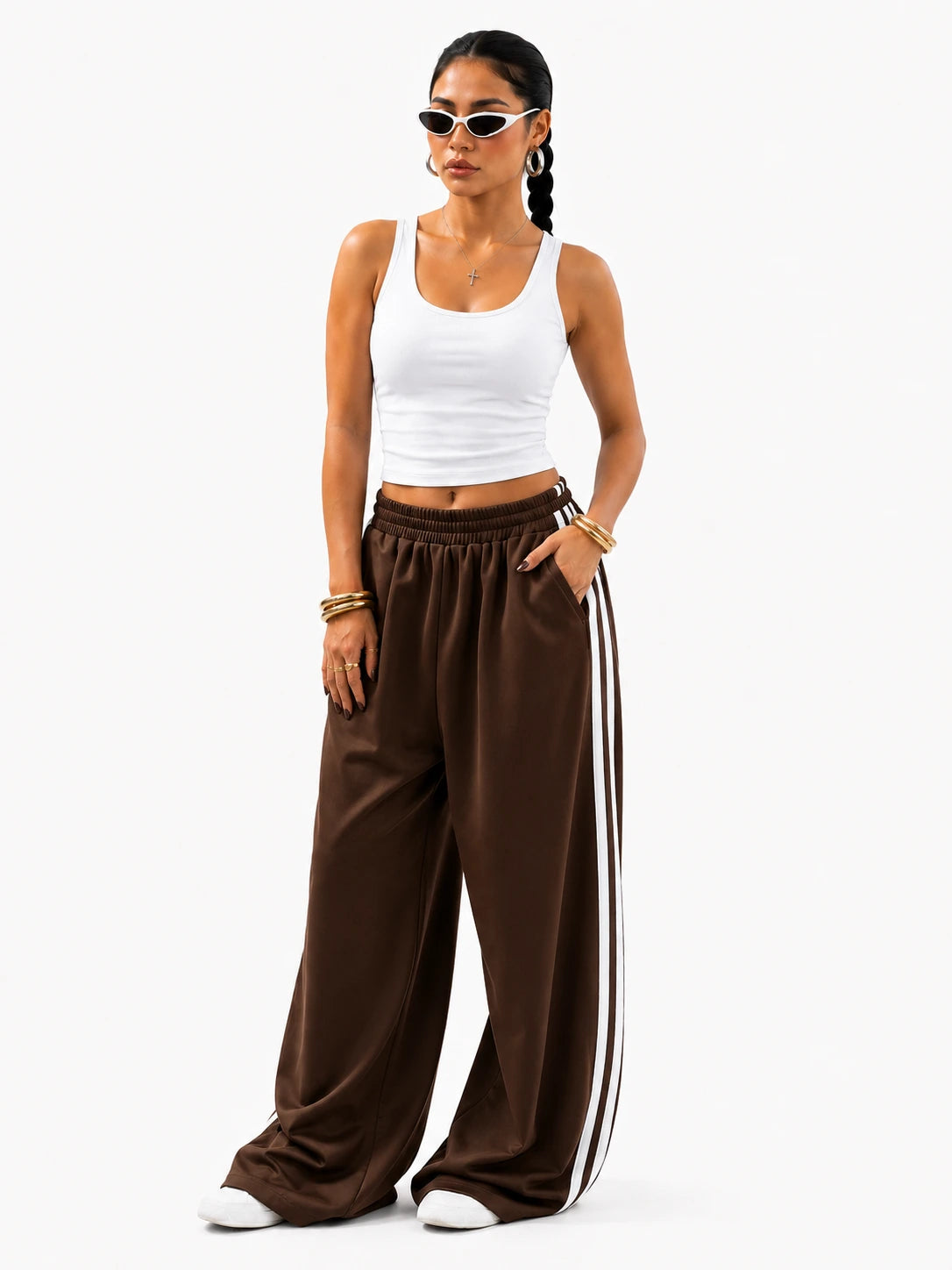 Essential Stripe Trouser | Brown