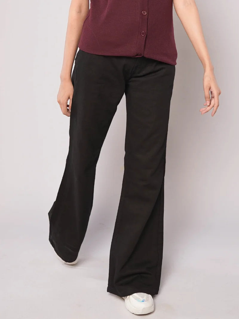 D600 - Black High Waist Flared Jeans