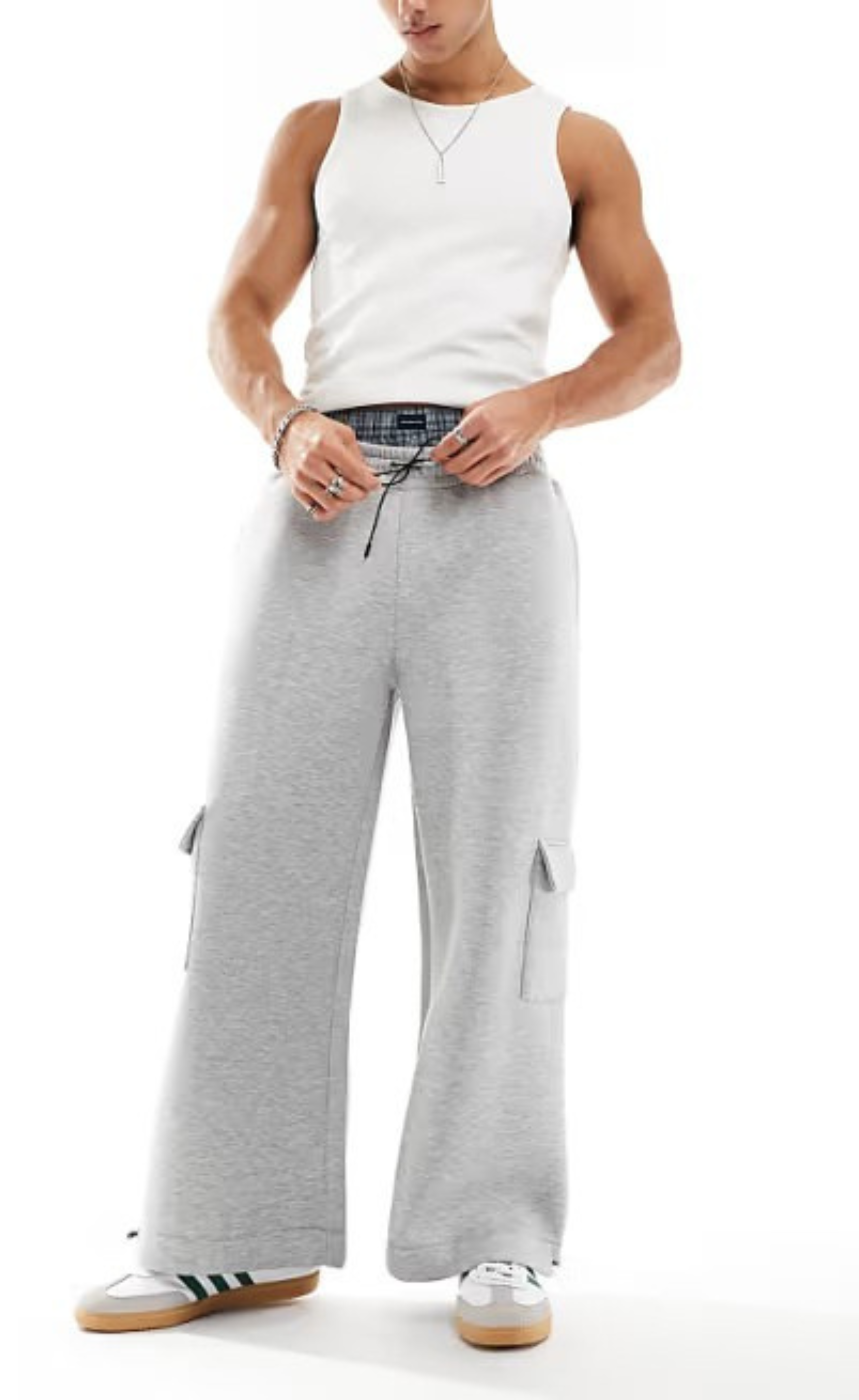 Wide Leg Cargo Jogger Pant | Grey