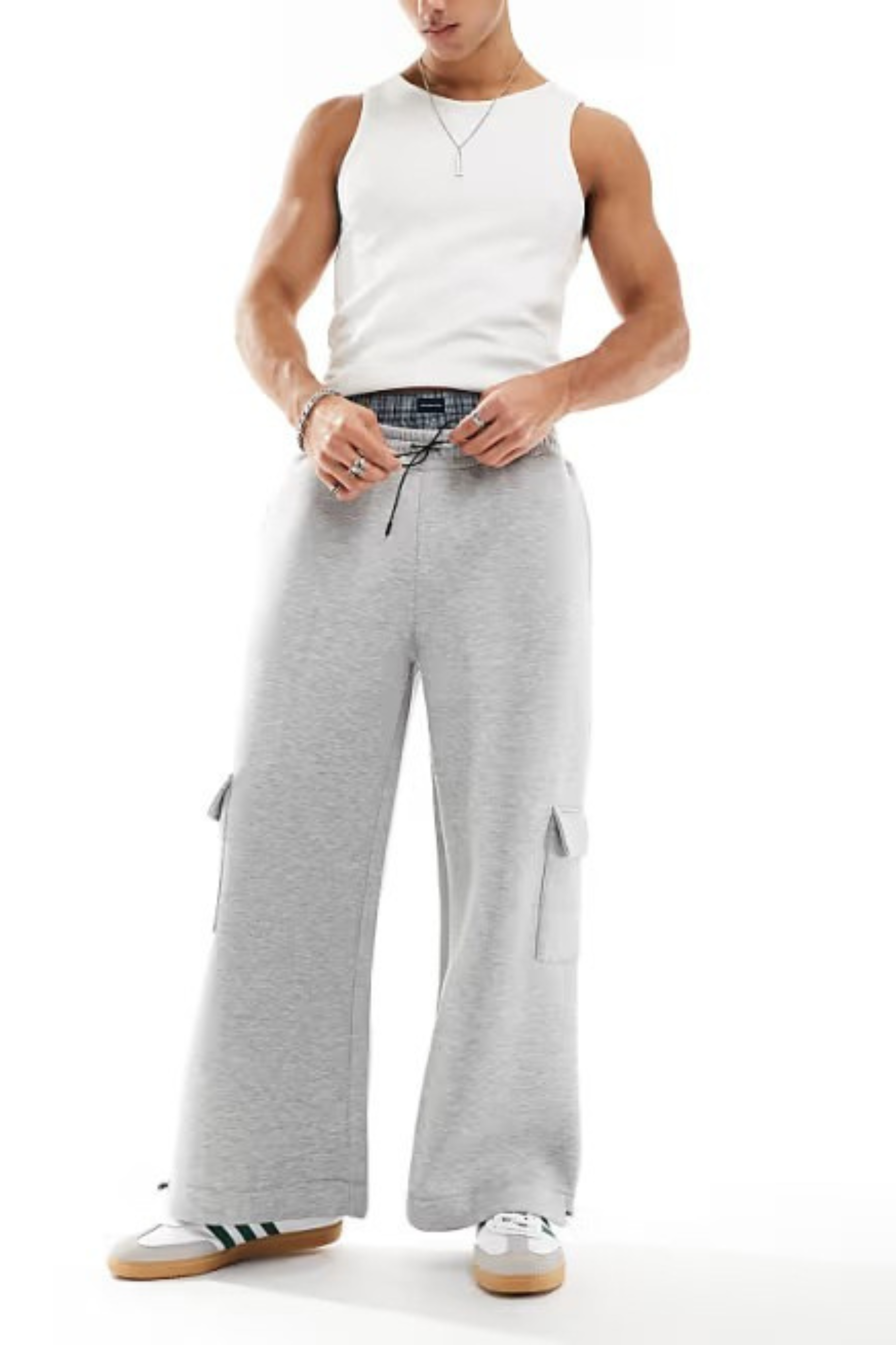 Wide Leg Cargo Jogger Pant | Grey