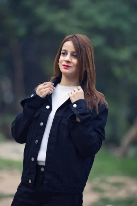 D600 PURE BLACK DENIM JACKET