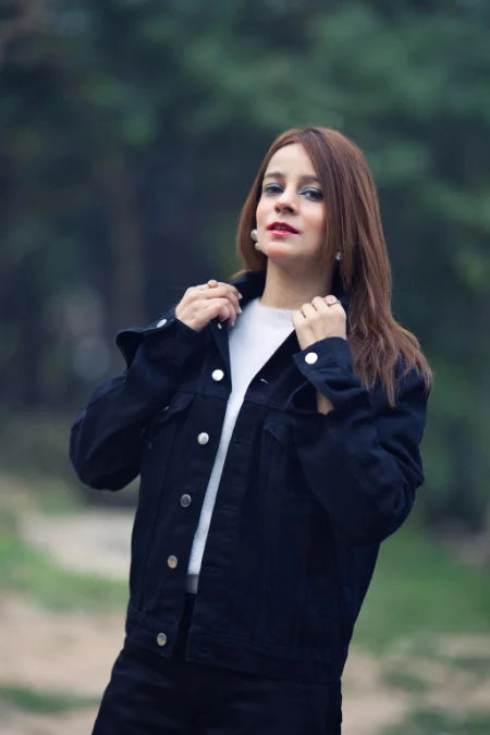 D600 Pure Black Denim Jacket