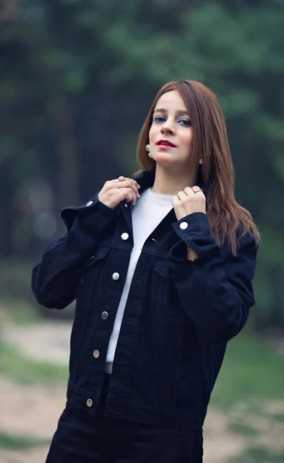 D600 PURE BLACK DENIM JACKET