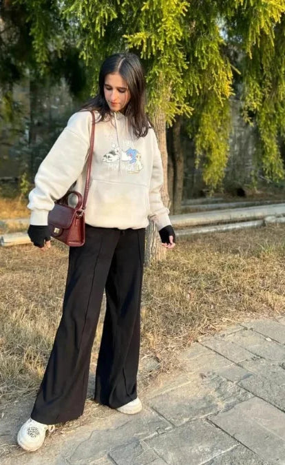 Black Wide Leg Drawstring Sweatpants