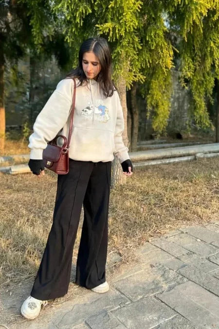 Black Wide Leg Drawstring Sweatpants