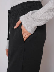 D600 - Black Front Pocket Cargo Trousers