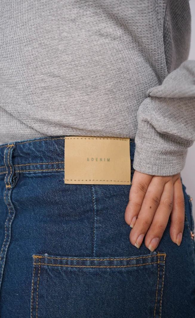 D600 - Indigo Blue High Waist Wide Leg Cargo Jeans